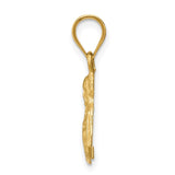 14K Brushed Diamond-Cut Solid Jesus Pendant D4671