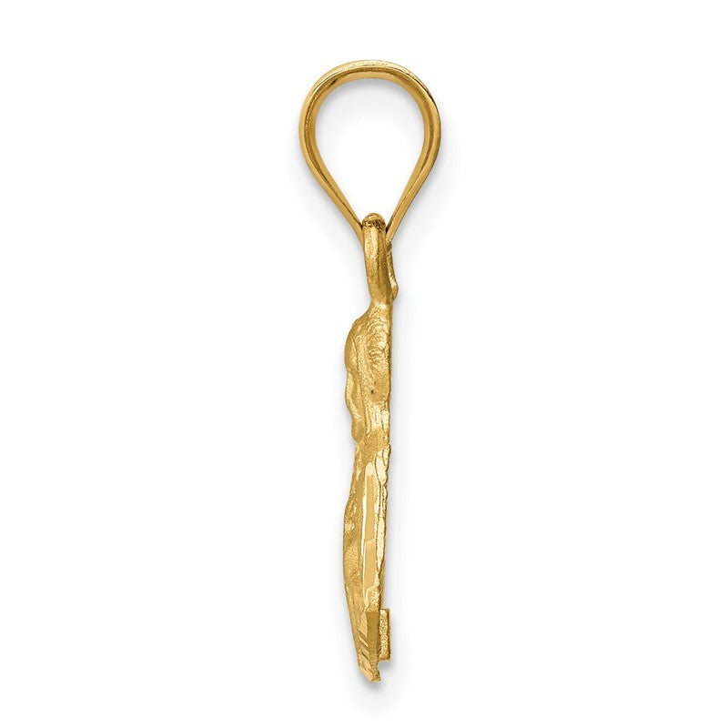 14K Brushed Diamond-Cut Solid Jesus Pendant D4671
