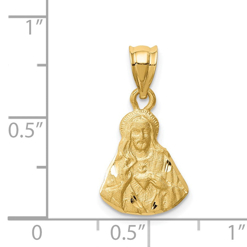14K Brushed Diamond-Cut Solid Jesus Pendant D4671