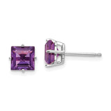 14k White Gold 6mm Princess-cut Amethyst Post Earrings XE62WAM