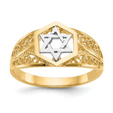 14k Two-Tone Polished Star of David Ring K5737