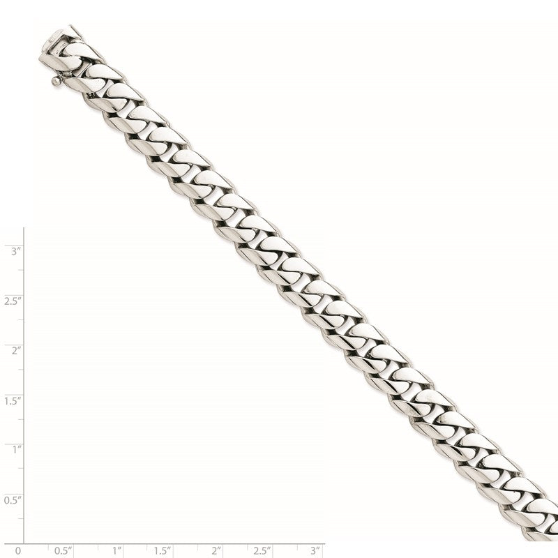 14K White Gold 20 inch 10.8mm Hand Polished Rounded Curb Link with Box Catch Clasp Chain WLK127