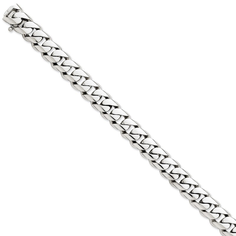 14K White Gold 20 inch 10.8mm Hand Polished Rounded Curb Link with Box Catch Clasp Chain WLK127