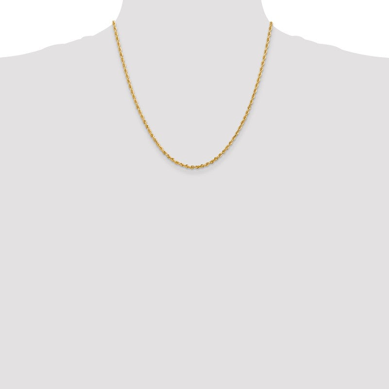 14K 26 Inch 2.75mm Diamond-cut Quadruple Rope Lobster Clasp Chain QTR021