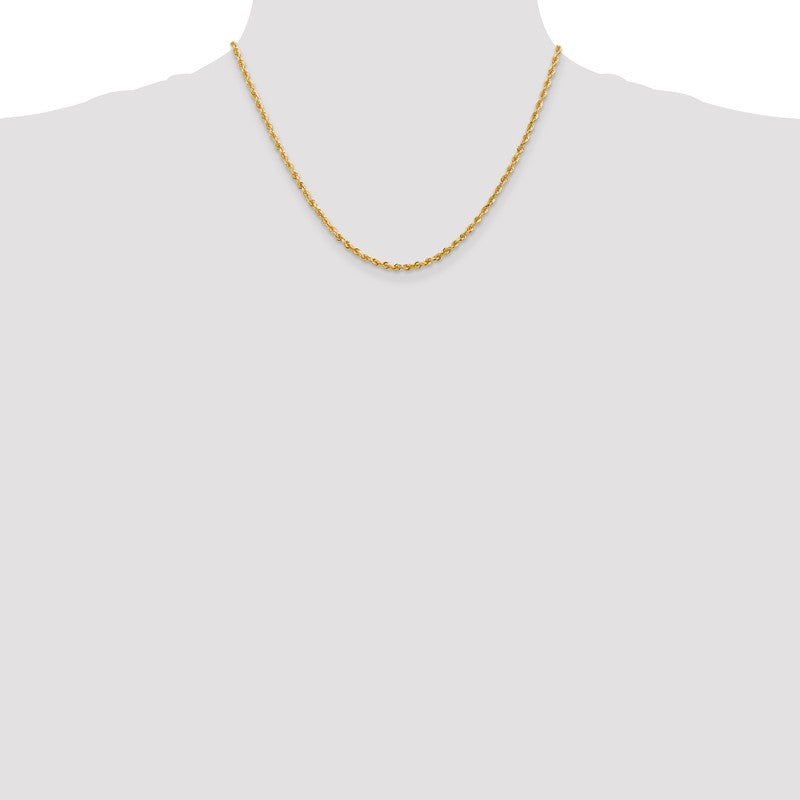 14K 26 Inch 2.75mm Diamond-cut Quadruple Rope Lobster Clasp Chain QTR021