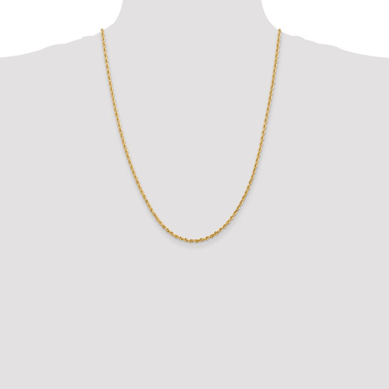 14K 26 Inch 2.75mm Diamond-cut Quadruple Rope Lobster Clasp Chain QTR021