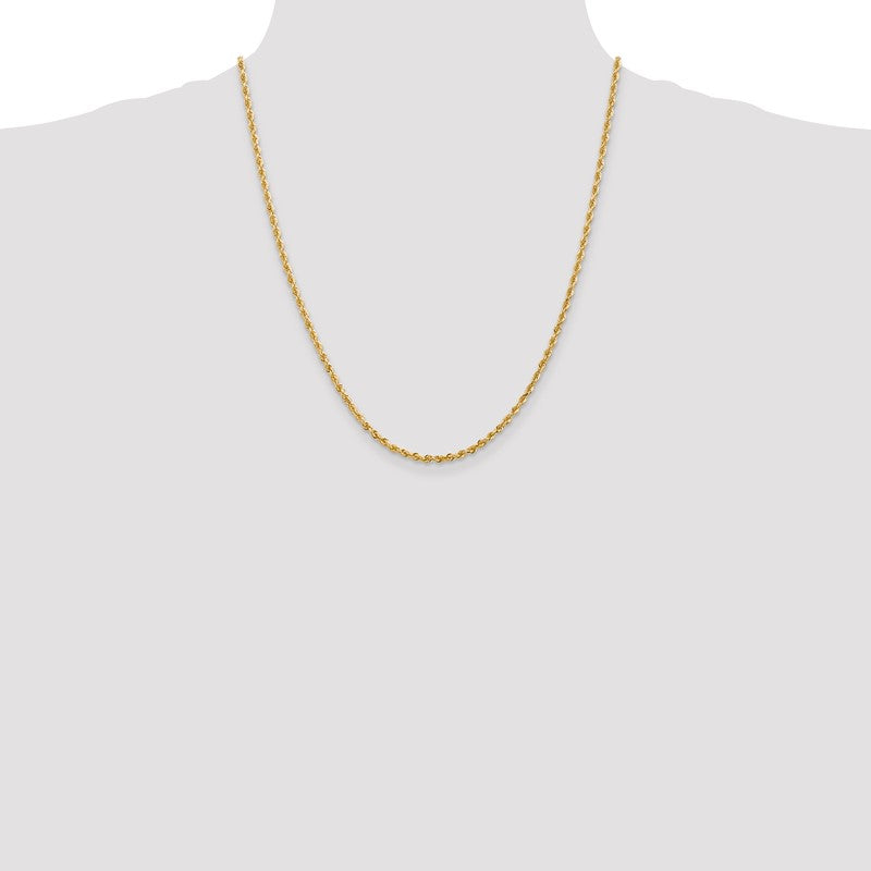 14K 26 Inch 2.75mm Diamond-cut Quadruple Rope Lobster Clasp Chain QTR021