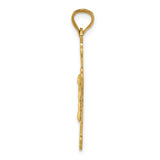 14k Polished Satin and Diamond-cut Crucifix Pendant K5555