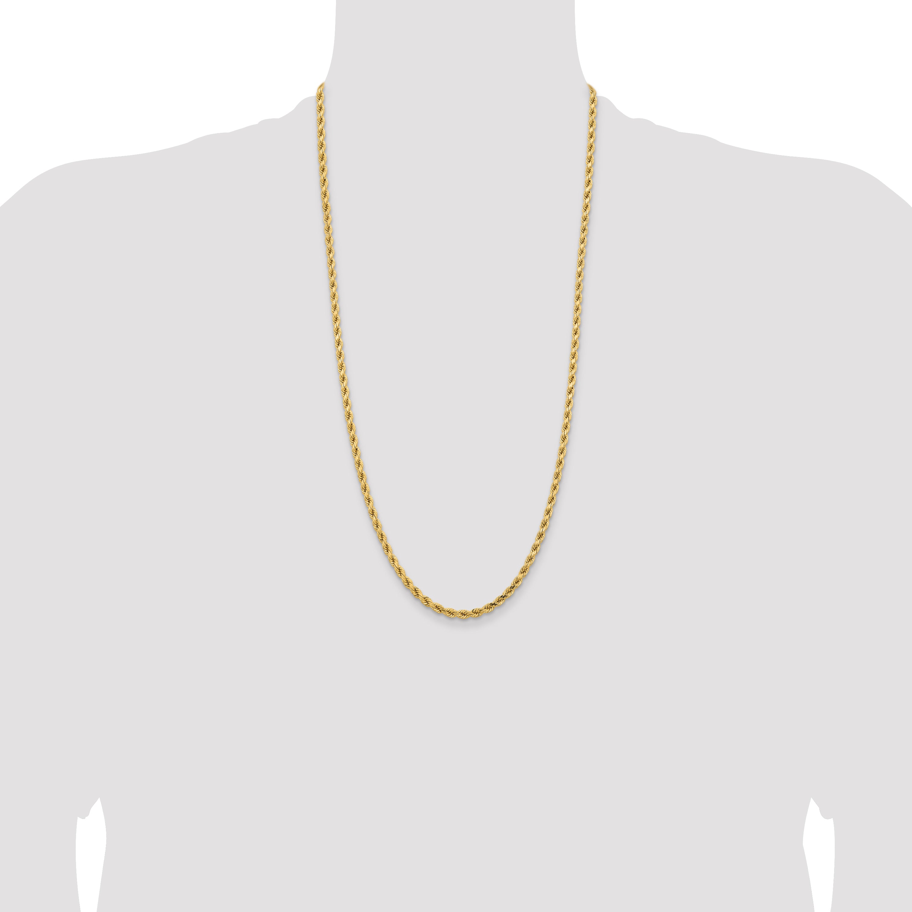 14K 26 inch 4.25mm Diamond-cut Rope with Lobster Clasp Chain 033L