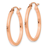 14k Rose Gold 2x25mm Polished Lightweight Square-Tube Hoop Earrings TF736