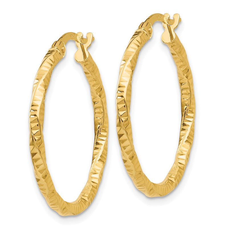 14K Polished and Textured Hoop Earrings TH674