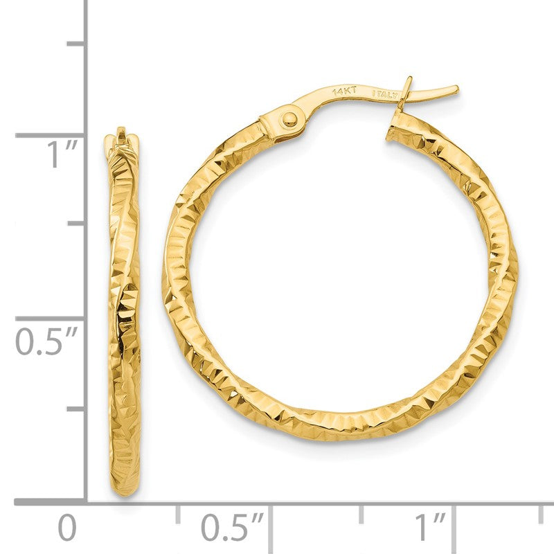 14K Polished and Textured Hoop Earrings TH674