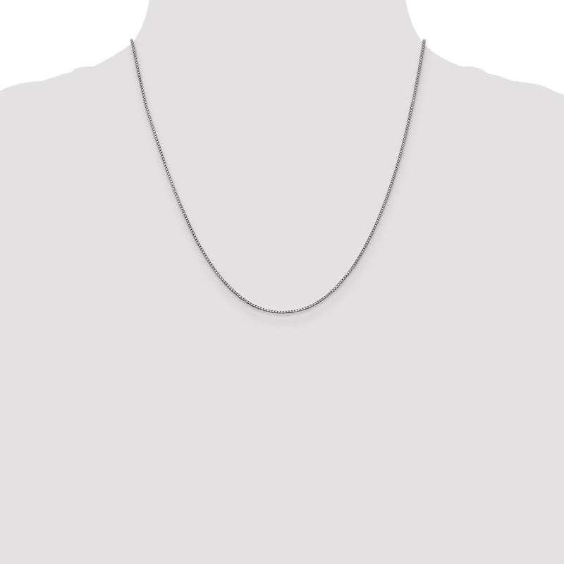 14K White Gold 14 inch 1mm Box with Lobster Clasp Chain WLB100