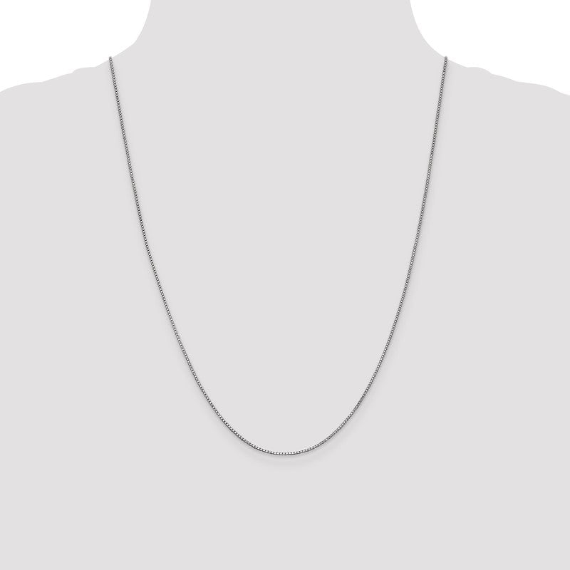 14K White Gold 14 inch 1mm Box with Lobster Clasp Chain WLB100
