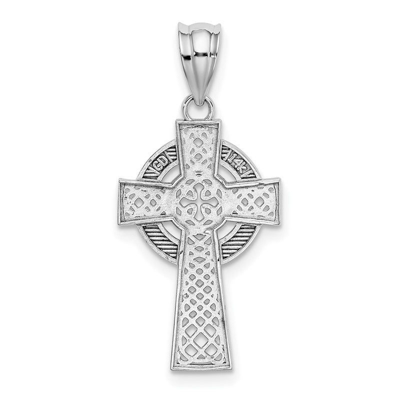 14k White Gold Celtic Cross Pendant K5516