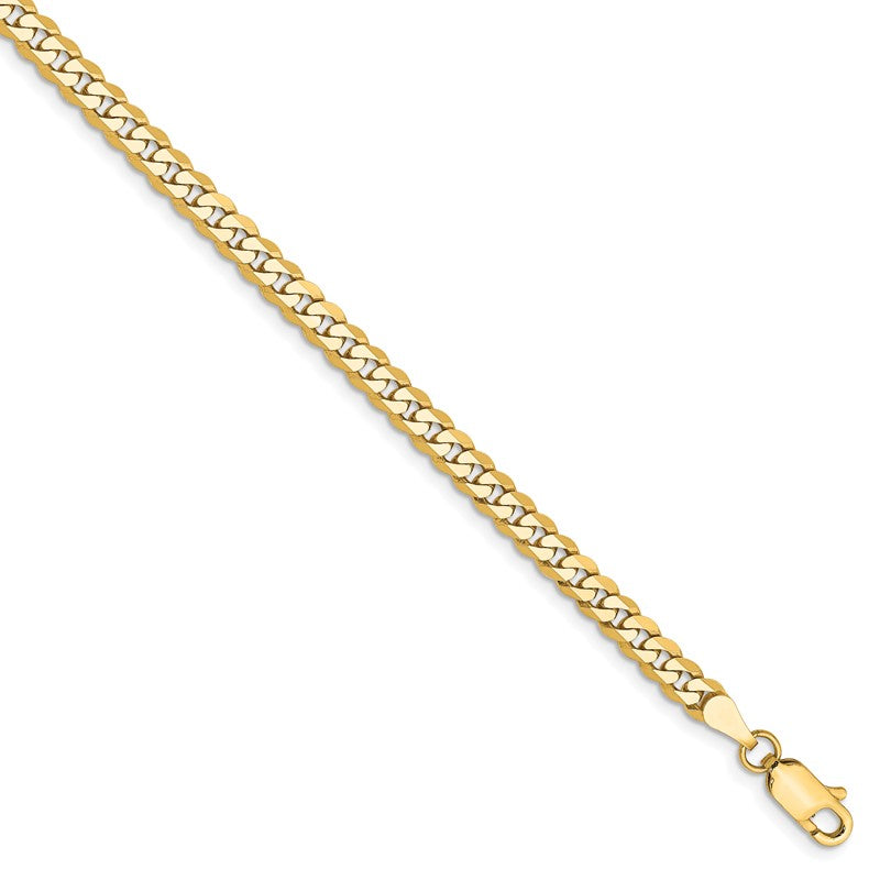 14K 26 inch 3.9mm Flat Beveled Curb with Lobster Clasp Chain FBU100