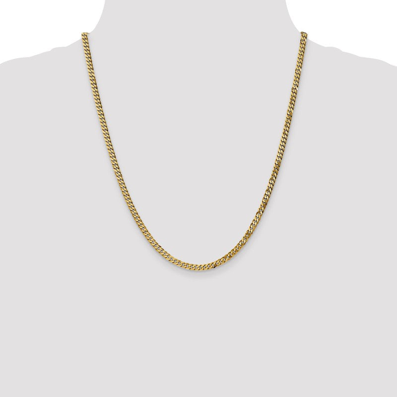 14K 26 inch 3.9mm Flat Beveled Curb with Lobster Clasp Chain FBU100
