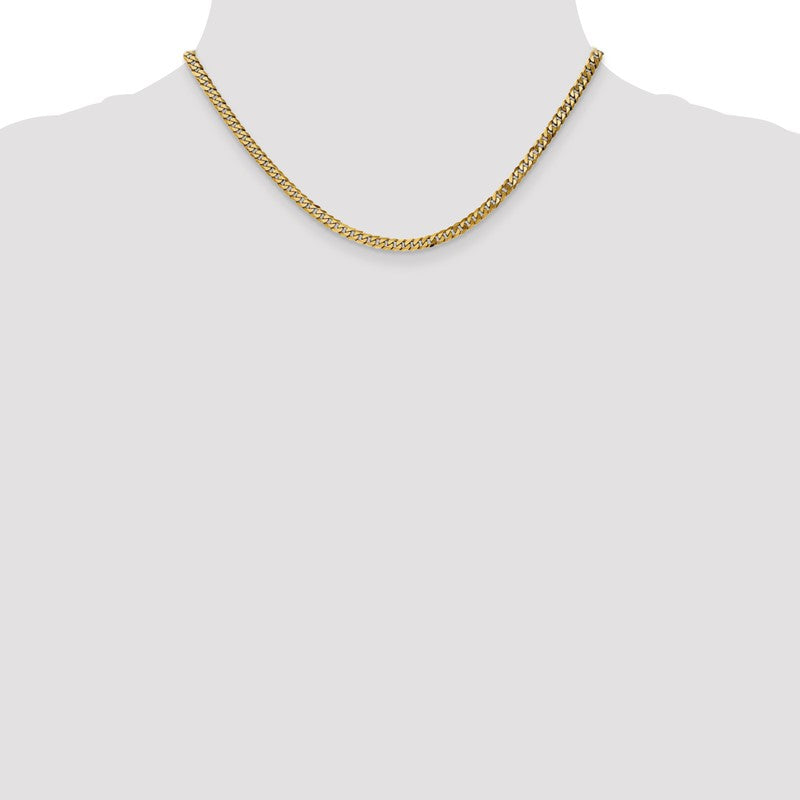 14K 26 inch 3.9mm Flat Beveled Curb with Lobster Clasp Chain FBU100