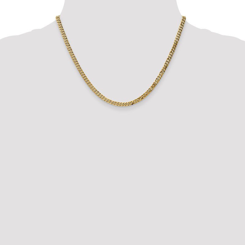 14K 26 inch 3.9mm Flat Beveled Curb with Lobster Clasp Chain FBU100