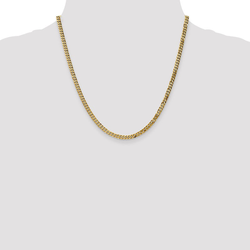14K 26 inch 3.9mm Flat Beveled Curb with Lobster Clasp Chain FBU100