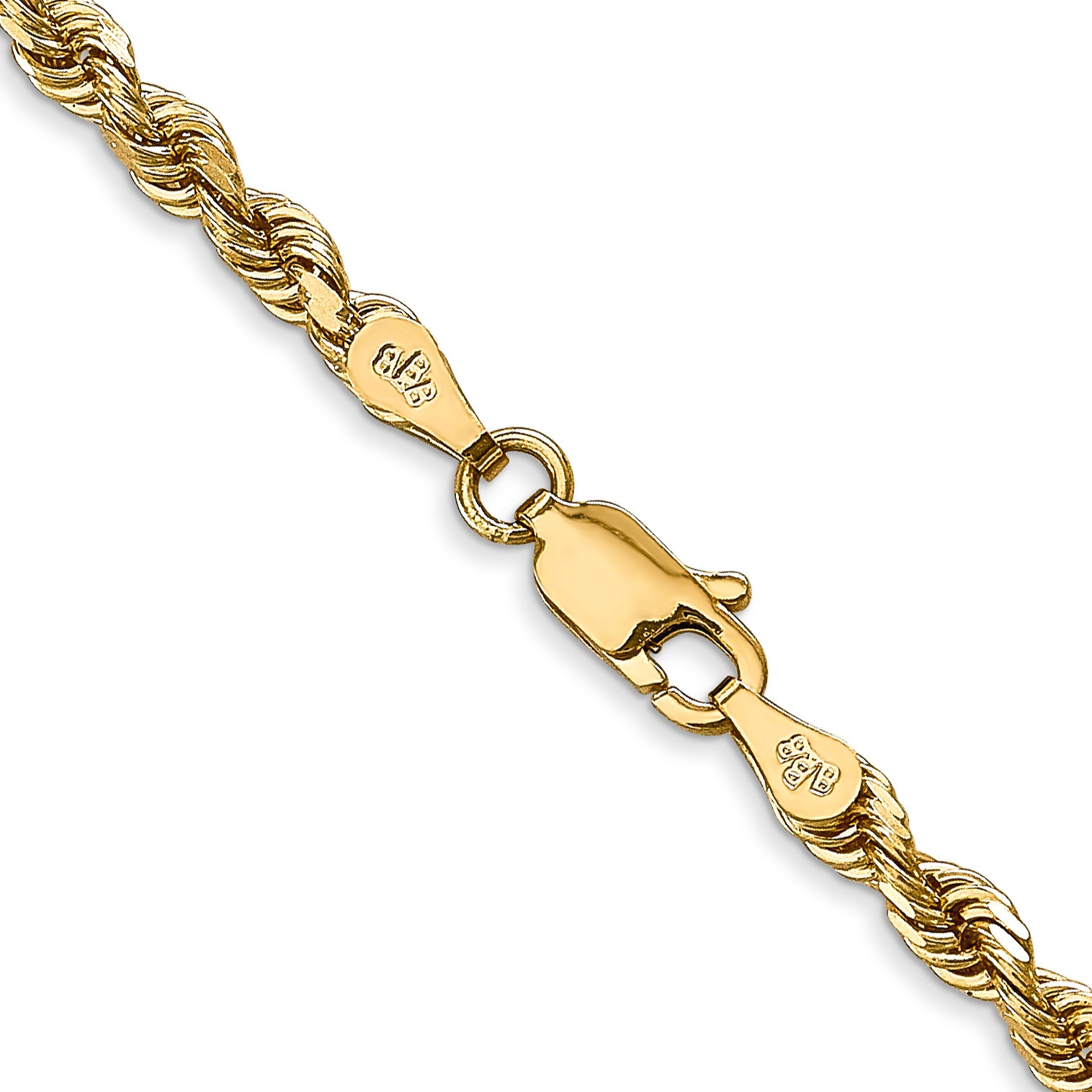 14K 26 Inch 3.35mm Diamond-cut Quadruple Rope Lobster Clasp Chain QTR025