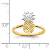 14K and White Rhodium Polished Pineapple Ring D4728