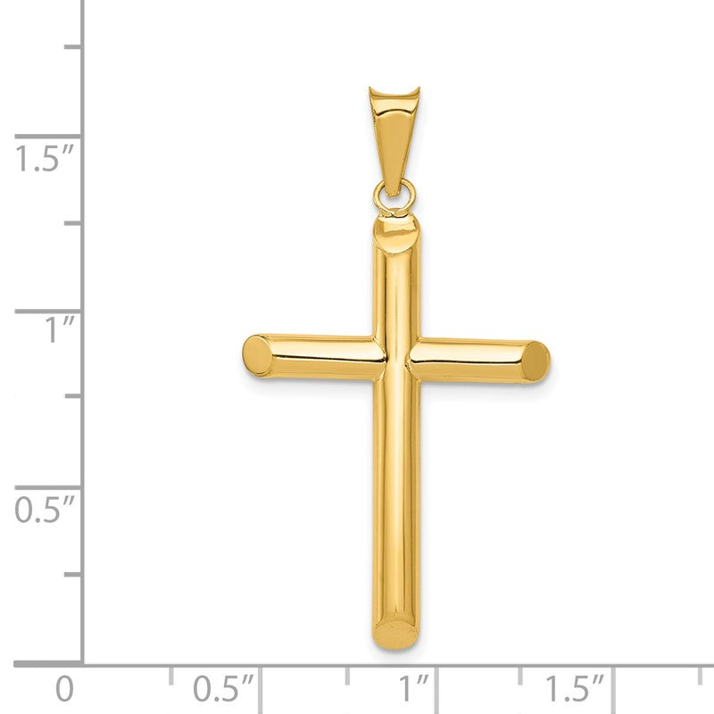 14k Polished Tube Cross Pendant K6180