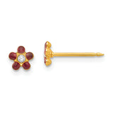 Inverness 14k January Red Crystal Birthstone Flower Post Piercing Earrings 781E