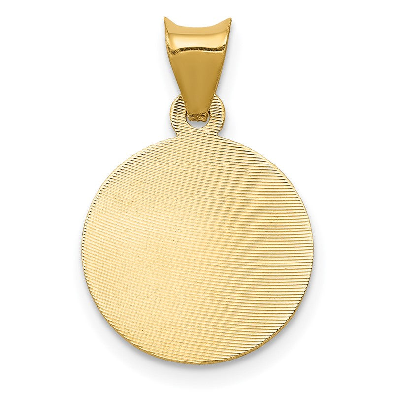 14K Polished Diamond-cut Semi-solid Our Lady Of Guadalupe Round Pendant K5630