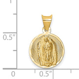 14K Polished Diamond-cut Semi-solid Our Lady Of Guadalupe Round Pendant K5630
