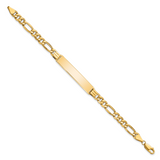 14k Polished Semi-Solid Chain/Solid Plate Figaro Link 39x8mm Plate 7 inch ID Bracelet DCID141
