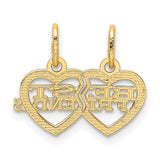 14k Double Heart BEST FRIENDS 2-Piece Break-apart Charm YC481