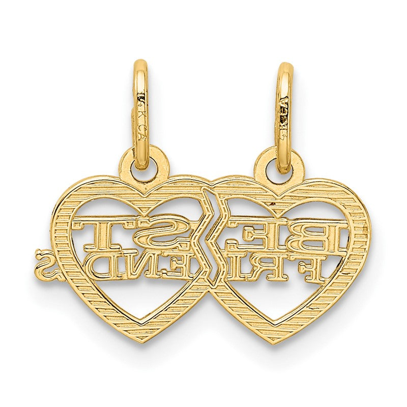 14k Double Heart BEST FRIENDS 2-Piece Break-apart Charm YC481