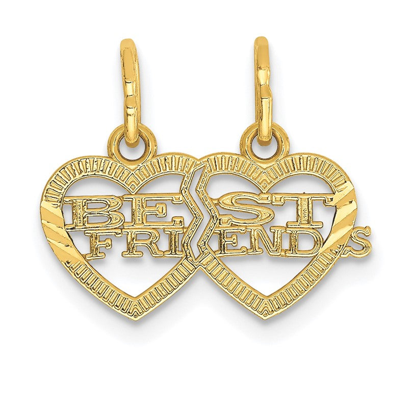 14k Double Heart BEST FRIENDS 2-Piece Break-apart Charm YC481