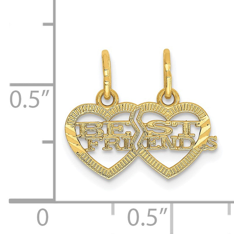 14k Double Heart BEST FRIENDS 2-Piece Break-apart Charm YC481