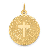 14k Polished and Satin Solid CONFIRMATION with Cross Round Disc Charm XAC731