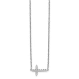 14k White Gold 1/10 carat Diamond Sideways Cross 18 inch Necklace PM4692