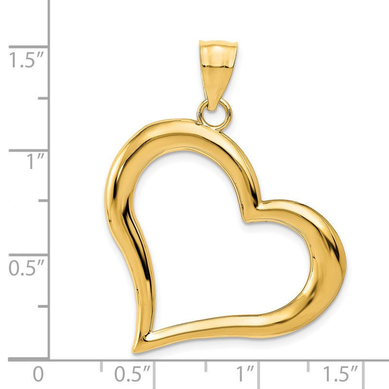 14K Polished Open Dangling Heart Pendant D2891