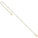 14k Two-tone Cable Chain Mirror Beads 8-Station 9 inch Plus 1 inch Extender - Total 10 inch Anklet ANK264