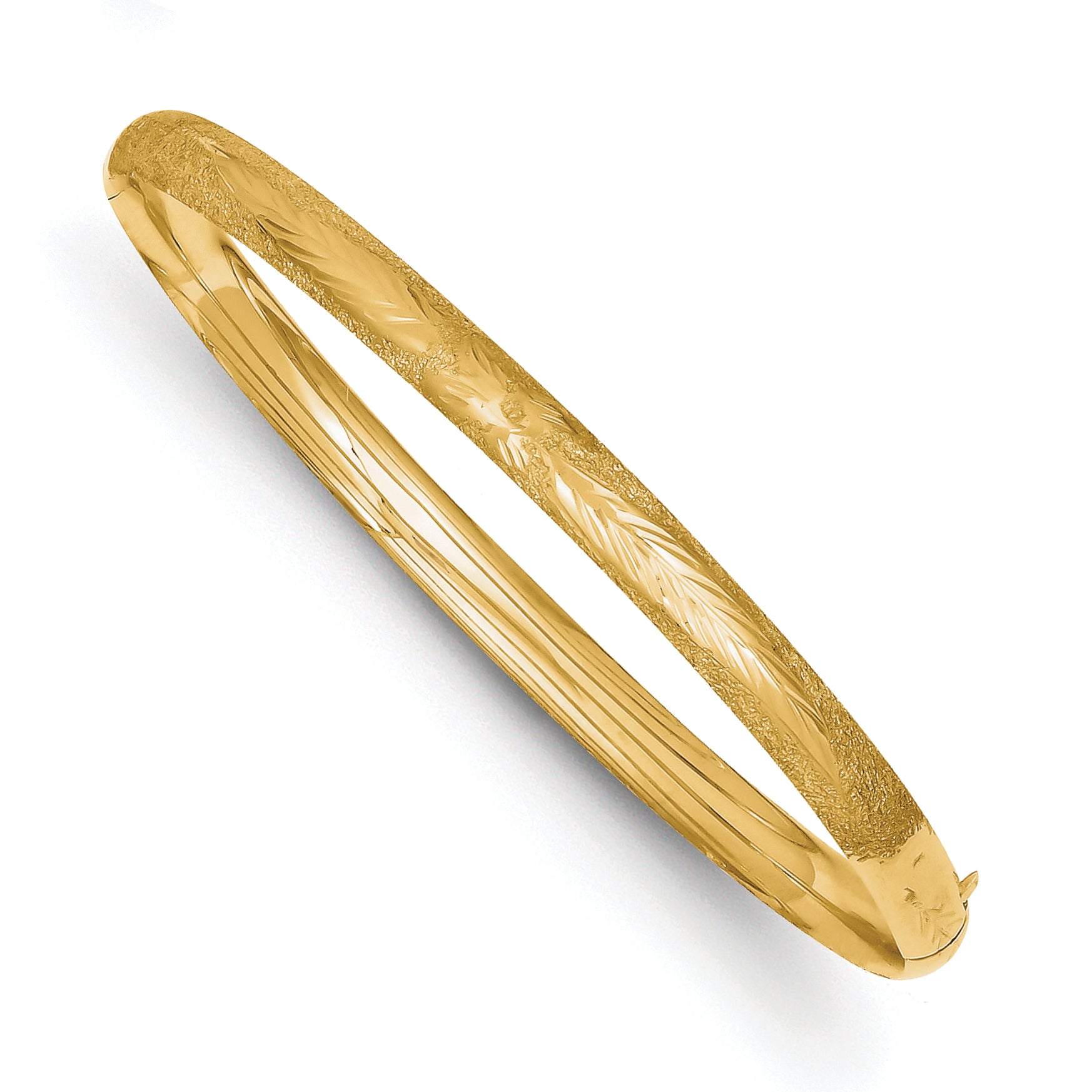 14k 3/16 Oversized Laser-Cut 5.00mm Hinged Oval Bangle Bracelet LZ3/16O