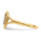 14K Two-tone Diamond Cut Cross Ring K3939