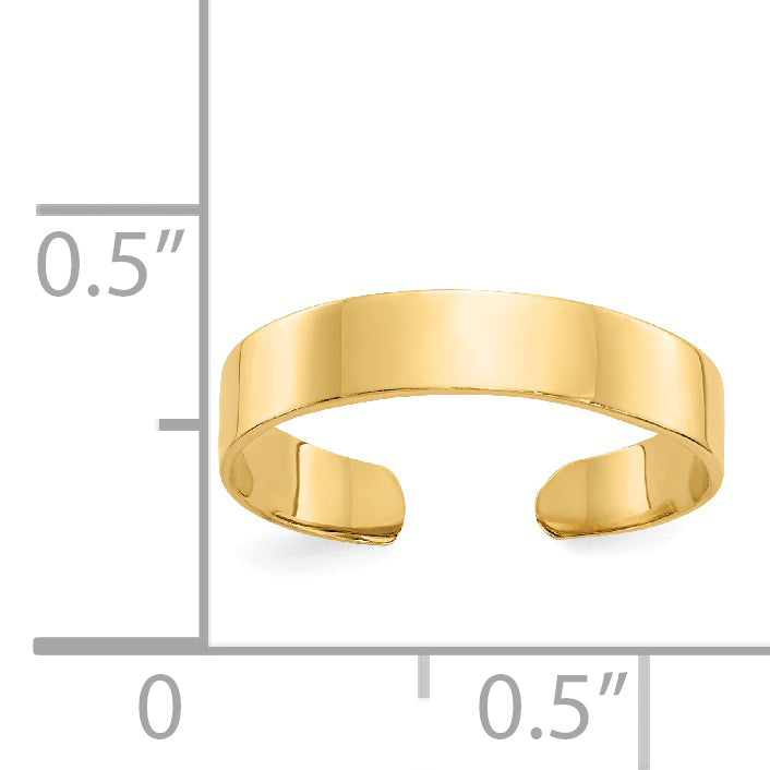 14K Adjustable Polished 3mm Band Toe Ring R567