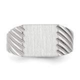 14k White Gold 9.0x10.0mm Rectangle Closed Back Signet Ring RS623