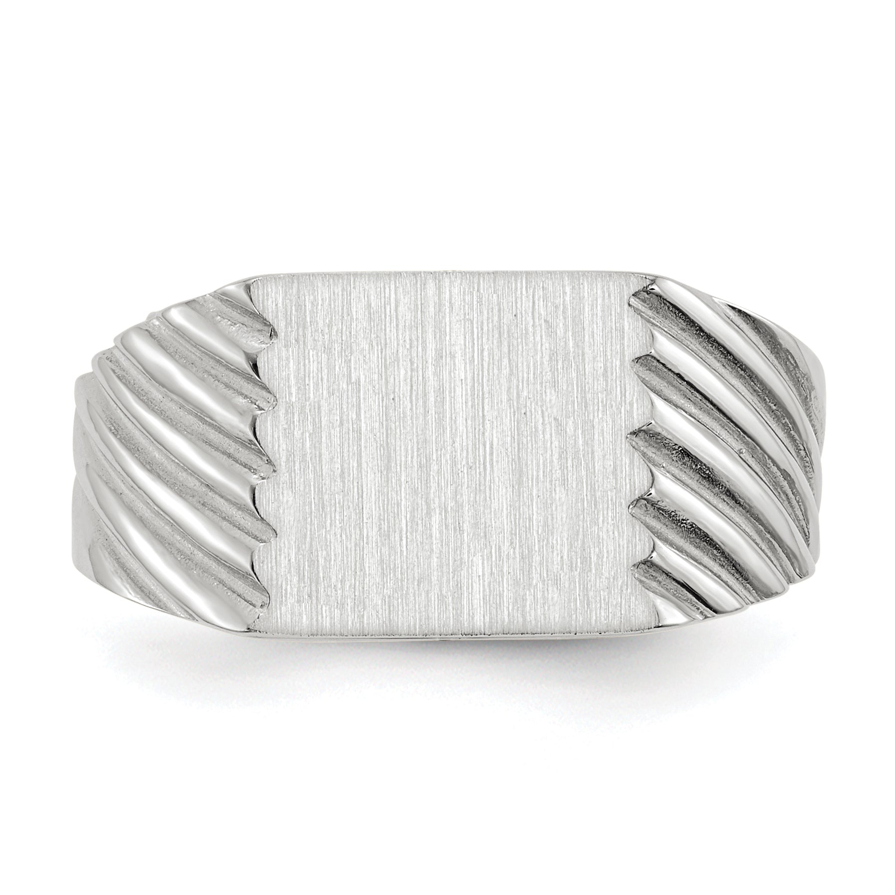 14k White Gold 9.0x10.0mm Rectangle Closed Back Signet Ring RS623