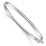 14k White Gold 3.6mm Polished Solid Hinged Oval Bangle Bracelet XB254
