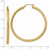 14k 3x50mm Diamond-cut Round Tube Hoop Earrings TC271