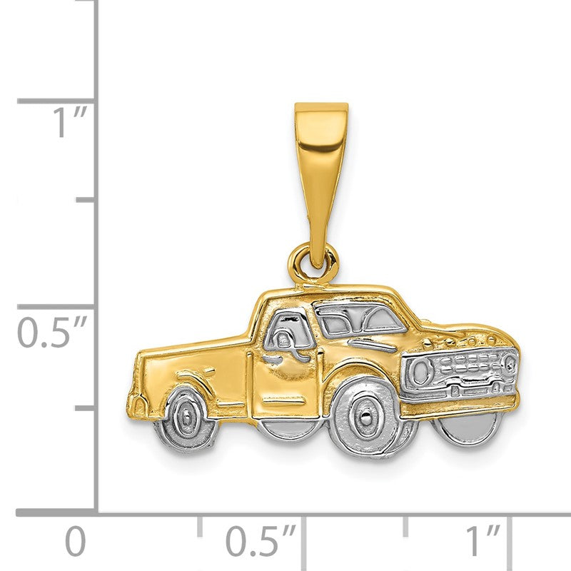 14k and White Rhodium Pick-up Truck Pendant CG28