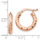 14k Rose Gold 3x17mm Diamond-cut Tube Hoop Earrings TF1700R
