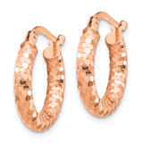 14k Rose Gold 3x17mm Diamond-cut Tube Hoop Earrings TF1700R
