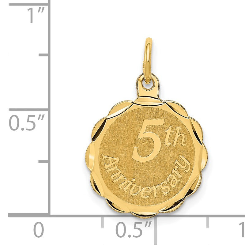 14K 5th ANNIVERSARY 16mm Engravable Disc Charm XAC577